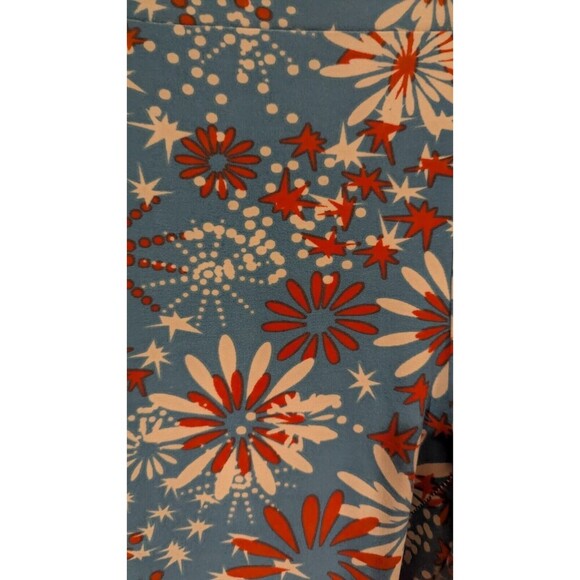 Lularoe Leggings TC Americana Red Cream Teal Stripes Stars Fireworks July 4th - Picture 4 of 4